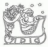 Pere Santa Sleigh Traineau Père Reindeer Noël Claus Traîneau Cadeaux Coloriages Jule sketch template