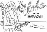 Hawaii Coloring Hawaiian Girl Ukulele Pages Aloha Printable Lei Drawing Books Crafts Themed Categories sketch template