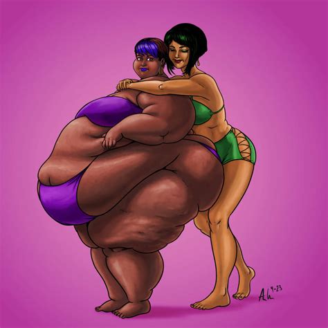 rule 34 2girls bikini black hair dark skinned female fat fat woman