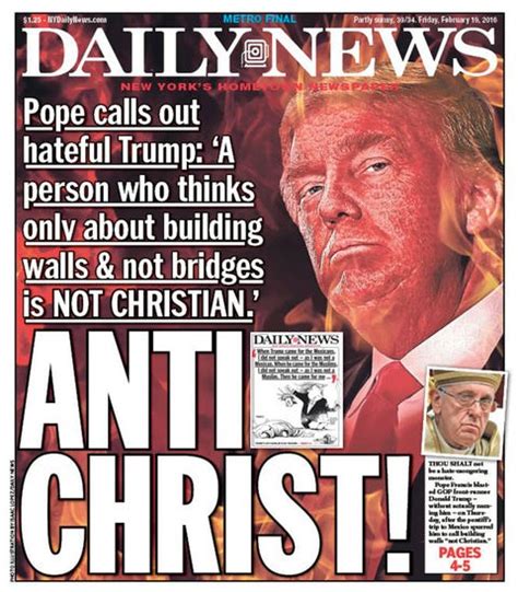 daily news cover shows as trump antichrist amid pope feud business