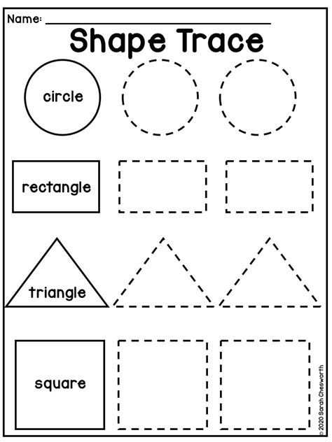 shape worksheet  kindergarten