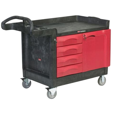Rubbermaid Commercial Products 26 25 Small Utility Cart In Red Black