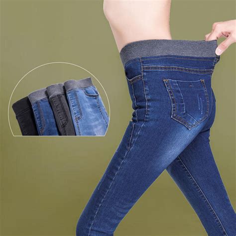 fashion elastic high waist jeans  women fdj nowadayshop