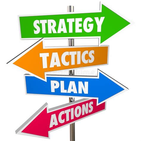 strategy tactics plan action arrow signs achieve goal  stock