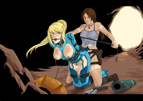 rule 34 2girls all fours arm cannon armband arms behind back ball gag bandage blonde hair