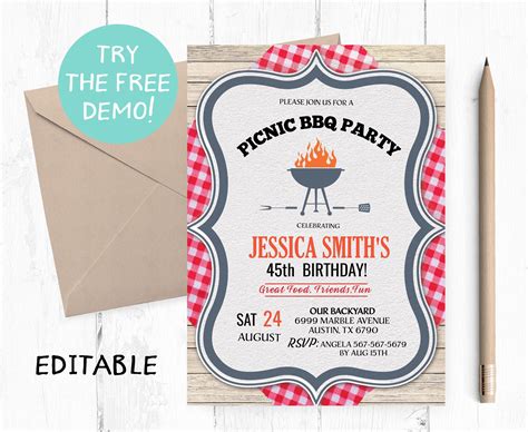 editable bbq picnic template bbq picnic invitation instant etsy uk