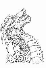 Dragon Coloring Pages Dragons Line Drawing Drawings Adults Head Color Adult Fantasy Print Fairy Deviantart Kids Printable Sketch Cute Book sketch template