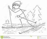 Skiing Cartoon Skating Male Man Cross Country Illustration Preview sketch template