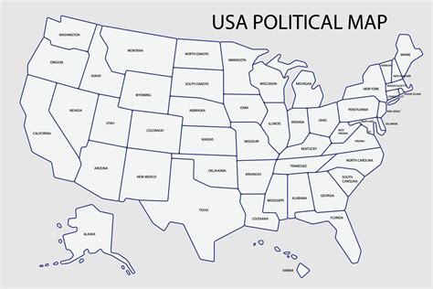 mapa político de los estados unidos de américa dividido por estado