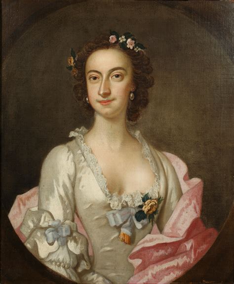 Bonhams English School 18th Century Portrait Of A Lady With Flower