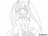 Miku Coloring Vocaloid Hatsune Lineart sketch template