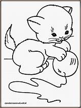 Coloring Pages Kids Gambar Mewarnai Books Kucing Bola Bermain Anak Printable Printables sketch template