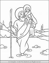 Coloring Saint Christopher Pages St Catholic Peter Francis Assisi Jesus Saints Printable Drawing Kids Color Thecatholickid Christ Carrying Him Children sketch template