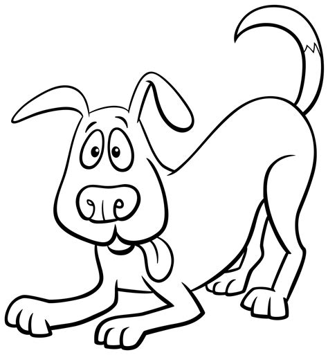 cartoon dog character coloring book page  vector art  vecteezy