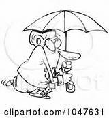 Paranoid Umbrella Under Cartoon Outline Man Toonaday Businessman Helmet Wearing Blinds Peeking Coloring Line Through Poster Print Clip Illustration Also sketch template