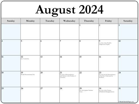 printable august august  calendar printable calendar