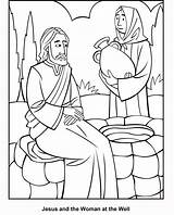 Coloring Woman Well Clipart Jesus Library sketch template
