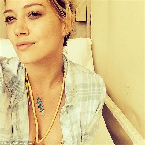 hilary duff displays her ample cleavage as she shows off freckles in selfie daily mail online
