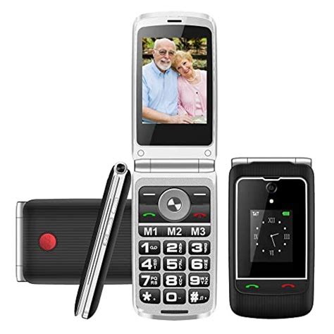mobiele telefoon voor ouderen grote toetsen met deksel   scherm noodsleutel sos knop
