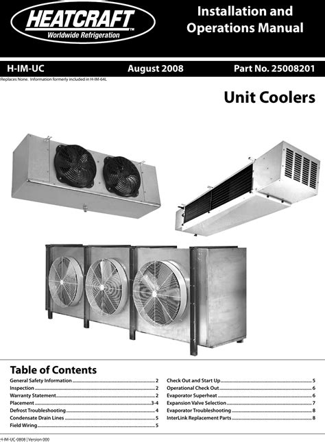 heatcraft refrigeration products unit coolers  im uc users manual