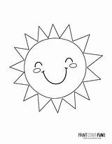 Sun Coloring Pages Fun Cute Print Printable Color Stylized Shapes Abstract sketch template