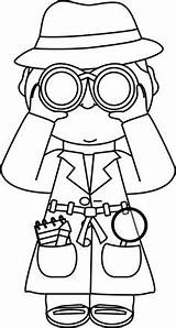 Detective Binoculars Clipart Spy Kid Clip Theme Kids Detectives Girl Book Coloring Greatest Agent Secret Printable Drawing Children Outline Picks sketch template