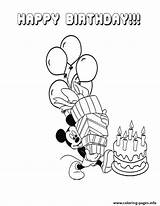 Mouse Coloring Birthday Mickey Pages Disney Cake Print Printable Balloons Balloon Color Presents Book Popular sketch template