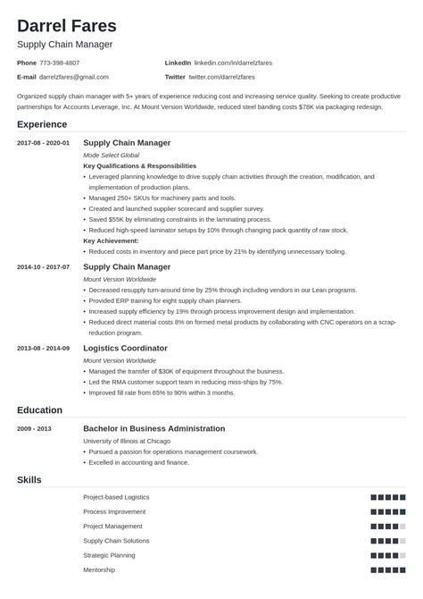 supply chain manager resume examples  writing guide