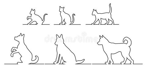 cat  dog silhouette set  silhouettes black outline  dogs