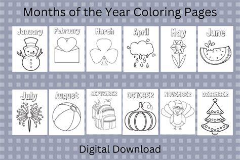 months   year printable coloring pages etsy