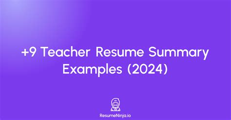 9 Teacher Resume Summary Examples 2024