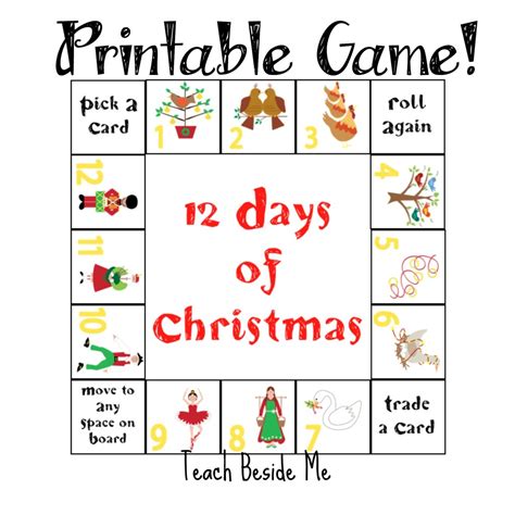 days  christmas printable game teach