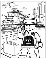 Coloring Lego Train Printable Pages Inspired Trains Kids Scene Costume sketch template