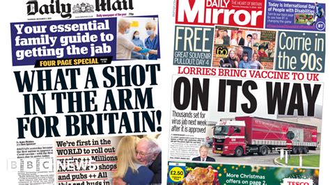 newspaper headlines shot   arm  britain  jab brexit row