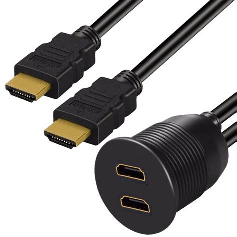 port hdmi male  dual hdmi female adapter converter extension video cable  pc display