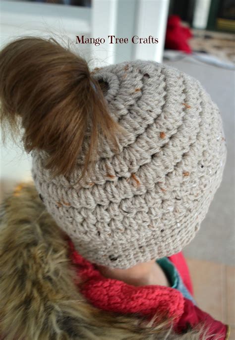 messy bun hat free crochet pattern size preteen