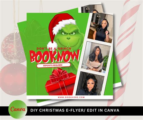 Diy Grinch Christmas E Flyer Instant Download Editable In Canva