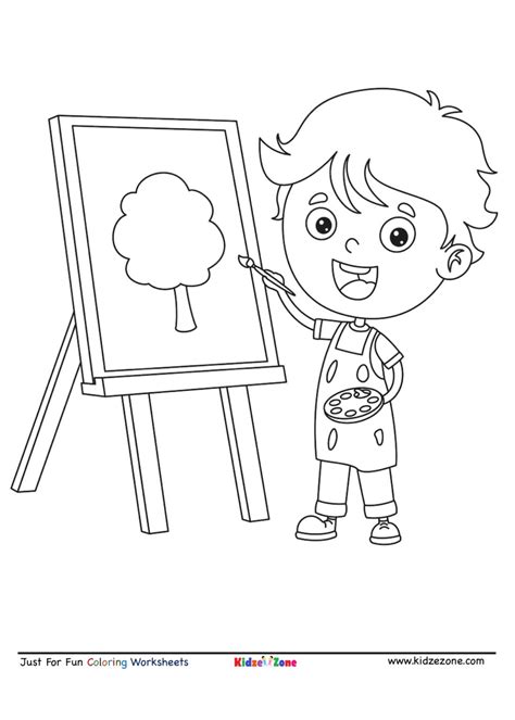 kid painting coloring page kidzezone