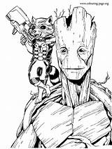 Coloring Pages Printable Colouring Galaxy Guardians Groot Marvel Kids Sheets sketch template