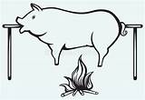Pig Roasted Stock Vector sketch template