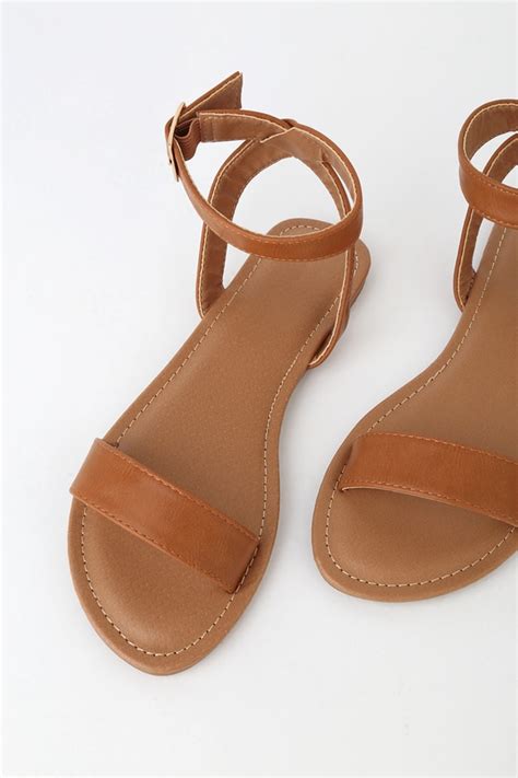 cute brown sandals ankle strap sandals brown flat sandals lulus