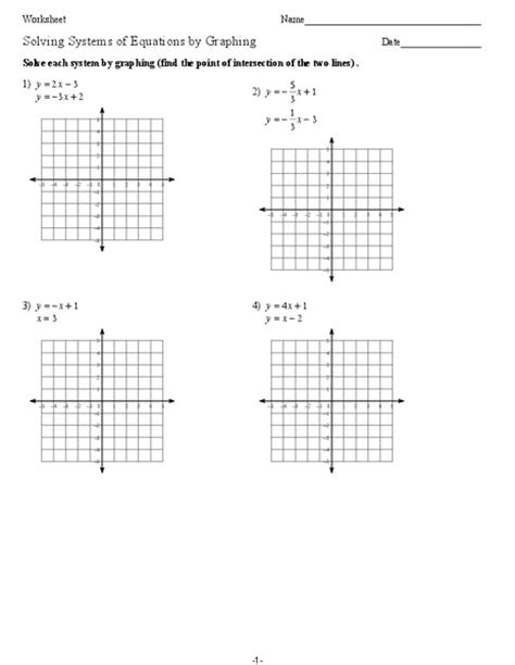 solving systems  linear equations worksheet solving systems  linear