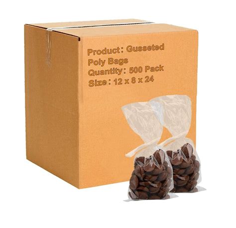 pack   gusseted poly bags      clear polyethylene bags