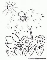 Dot Flower Coloring Pages Dots Color Flowers Spring Clipart Summer Activities Activity Popular Butterfly Library Coloringhome sketch template