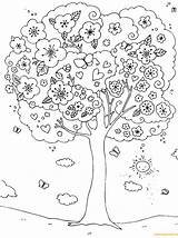 Coloring Spring Pages Tree Kids Outdoor Blossoming Colouring Printable Children Activities Trees Color Sheets Seasons Book Nice Nature Popular Visit sketch template
