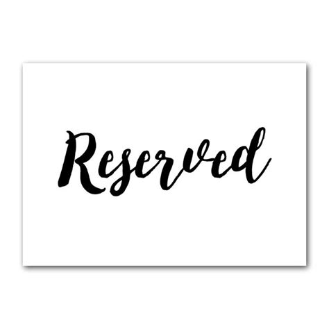 printable wedding sign black  white reserved instant