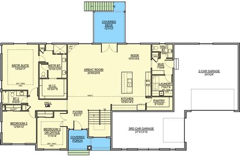 bed ranch house plan  optional  level  law suite sen architectural
