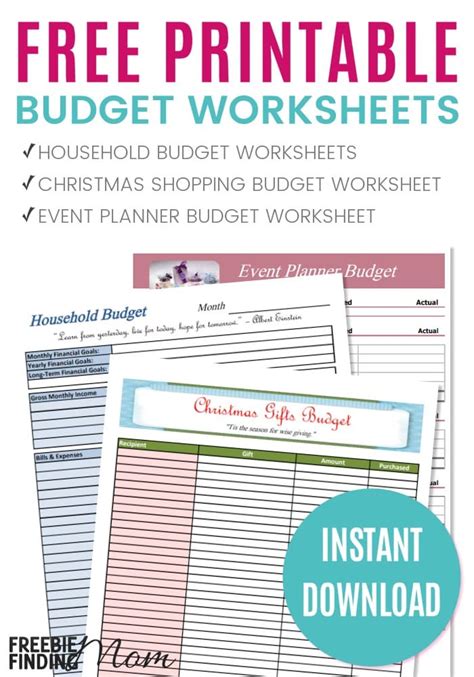 printable budget worksheets