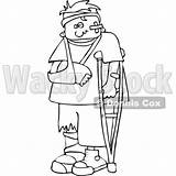 Clipart Sling Injured Cartoon Crutch Boy Crutches Child Outlined Royalty Vector Dennis Cox Template Wackystock sketch template