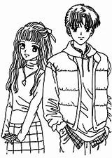 Coloring Anime Couple Animation Pages Japan Coloringsky Sleeping Template sketch template